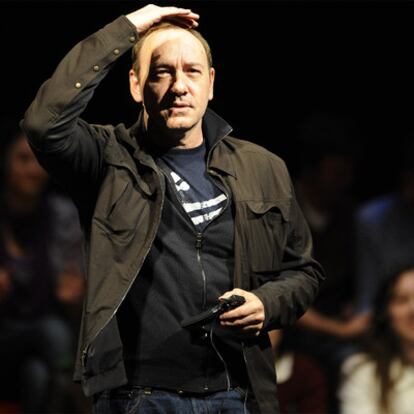 Kevin Spacey, ayer en el teatro Palacio Valdés de Avilés.