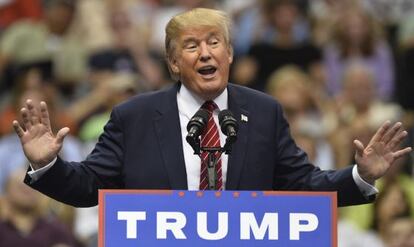 Donald Trump, en el American Airlines Center arena de Dallas.