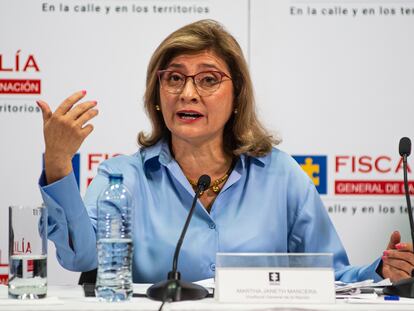 Martha Mancera durante una conferencia de prensa, en junio de 2023.