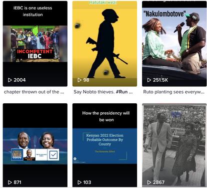 Vídeos sobre política keniana en el perfil de TikTok del usuario @naitwakioko