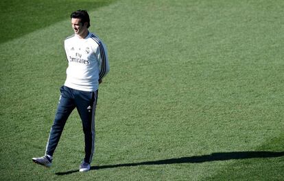 Santiago Solari, durante el entrenamiento del viernes.