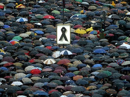 Manifestantes en Madrid contra el atentado del 11-M, en 2004.