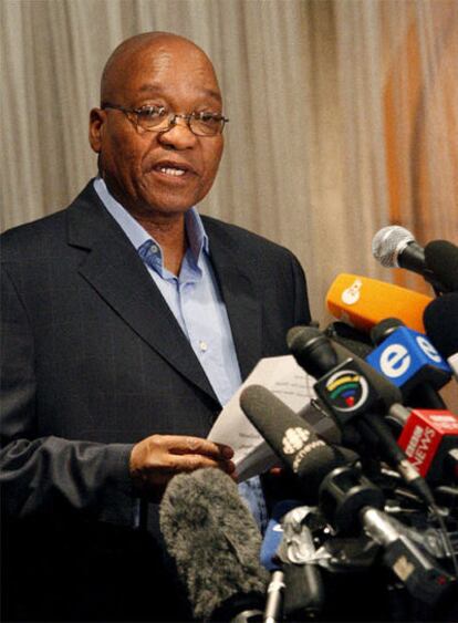 Jacob Zuma, en conferencia de prensa ayer en Johanesburgo.