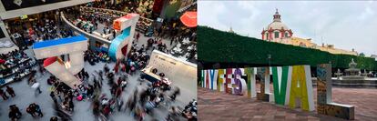 Aspecto de general de los visitantes a la Feria Internacional del Libro de Guadalajara (México) y letrero del Hay Festival. (Foto de Héctor Guerrero)