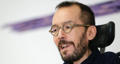Pablo Echenique, després d'una reunió de la direcció de Podem.
