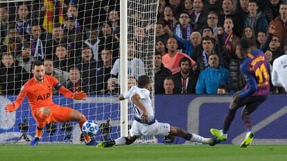 Ousmane Dembele marca el primer gol del Barcelona.