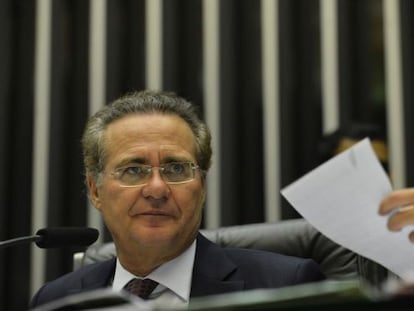 O presidente do Senado, Renan Calheiros, durante a vota&ccedil;&atilde;o.