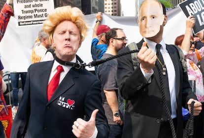 Protesta contra Donald Trump en Nueva York, en mayo de 2018. 