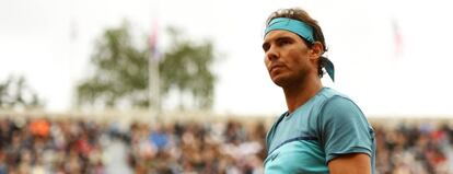 Nadal, durante su primer partido en Roland Garros.