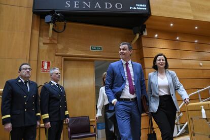 Pedro Sánchez, durante una sesión de control al Gobierno en el Senado este miércoles. 