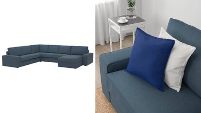 Tendencias de decoración 2024, sofá azul de IKEA