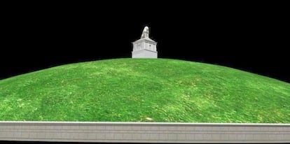 Reconstrucción digital de la supuesta tumba de Hefestión en Anfípolis.