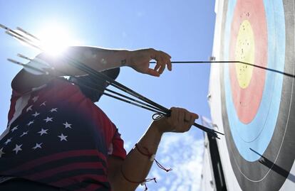 Brady Ellison, durante una prueba de tiro con arco.