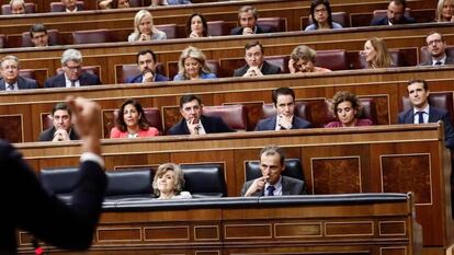 Pedro Sánchez interviene en el Congreso de los Diputados.