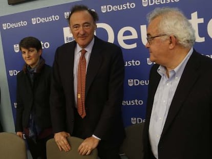 Pedro Guerrero, presidente de Bankinter, esta mañana en la Universidad de Deusto.