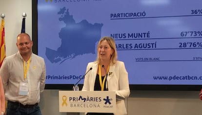 Neus Munté després de conèixer la seva victòria en les primàries del PDeCAT per ser alcaldable a Barcelona.