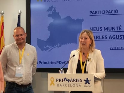 Neus Munté tras conocer su victoria en las primarias del PDeCAT para ser alcaldable en Barcelona.