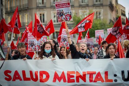 Manifestación en defensa de la salud mental de los estudiantes, en 2022 en Madrid. 
