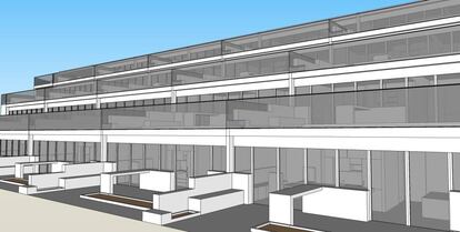 Imagen del plano lateral del Centro de Convivencia Cooperativa de Tres Cantos.