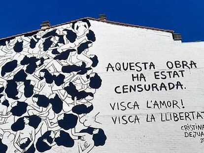 Mural de la artista Cristina Dejuan en Torrefarrera (Lleida) censurado por los vecinos del edificio.