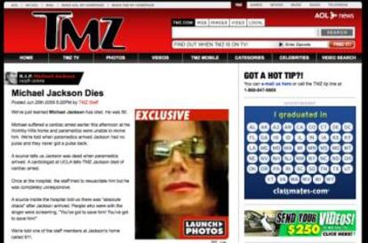 TMZ fue el primer medio en publicar la muerte de Michael Jackson.