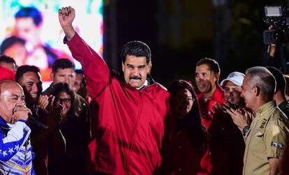 Maduro celebra el resultado de la votaci&oacute;n en Caracas.