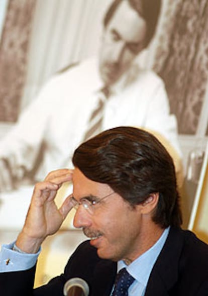El ex presidente Aznar, durante la presentación de su libro en México.