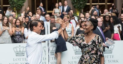Nadal y Venus Williams, durante una exhibici&oacute;n reciente en Nueva York.