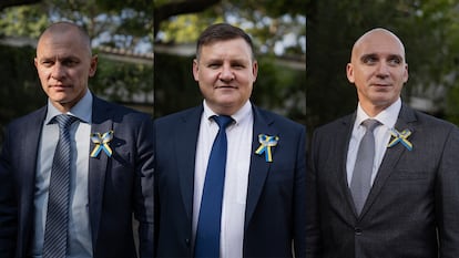 Los alcaldes ucranianos Dmytro Orlov, Yuriy Fomichev y Oleksandr Syenkevych