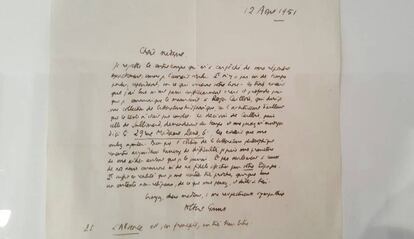 Carta de Albert Camus a María Zambrano.