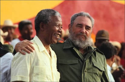 Mandela with Castro, in Matanzas, Cuba in 1991.