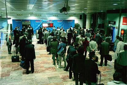 Colas en el aeropuerto de Barajas.