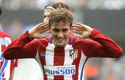 Griezmann celebra su primer gol en Balaídos.