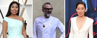 De izquierda a derecha, Yalitza Aparicio, Massimo Bottura y Sandra Oh.