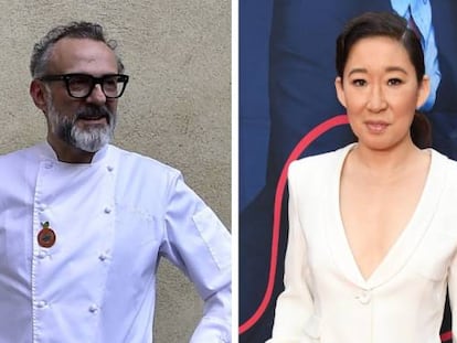 De izquierda a derecha, Yalitza Aparicio, Massimo Bottura y Sandra Oh.