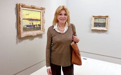 Carmen Thyssen en el montaje de la exposici&oacute;n que se inugura el p&oacute;ximo lunes.