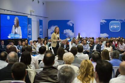 Arantza Quiroga durante su intervención en la clausura de la convención del PP vasco.