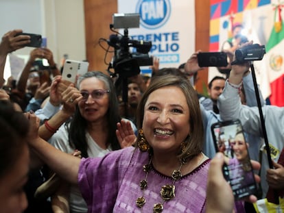 Xóchitl Gálvez después de inscribirse como precandidata de la alianza Va Por México, en Ciudad de México, el pasado 4 de julio.