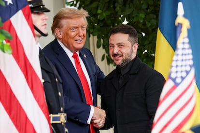 El presidente de Ucrania, Volodímir Zelenski, a su llegada a la Casa Blanca para reunirse, por segunda vez, con su homólogo estadounidense, Donald Trump.