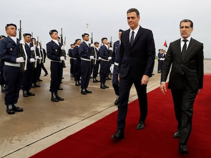 Pedro Sánchez arriving in Rabat on a state visit.
