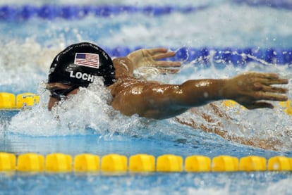 Ryan Lochte, durante el tramo de mariposa en la final de los 200m estilos en que ganó el oro y batió el récord del mundo.