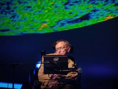 Hawking em Tenerife para participar do terceiro festival Starmus.