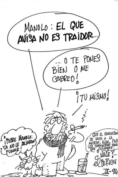 Dibujo de El Perich para Vázquez Montalbán de 1994.
