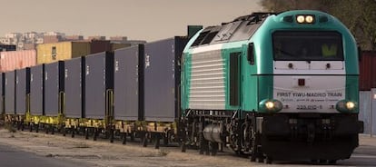 Un tren procedente de China llega a Madrid.