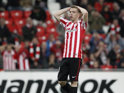 Muniain, durante un encuentro con el Athletic.