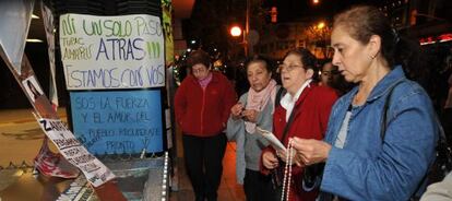Supporters of President Fernández de Kirchner gather outside the Favaloro Foundation Hospital in Buenos Aires on Monday night.