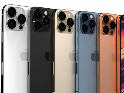 Diseño de concepto de los iPhone de 2021.