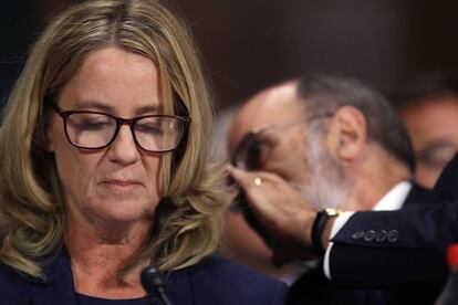 Christine Blasey Ford, durante sua declaração nesta quinta-feira no Senado.