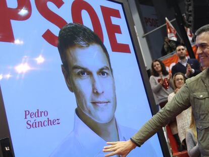 Pedro Sánchez durante un acto de inicio de campaña para las elecciones generales.