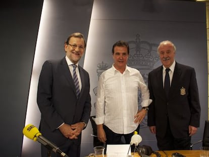 Mariano Rajoy, José Ramón de la Morena y Vicente del Bosque.